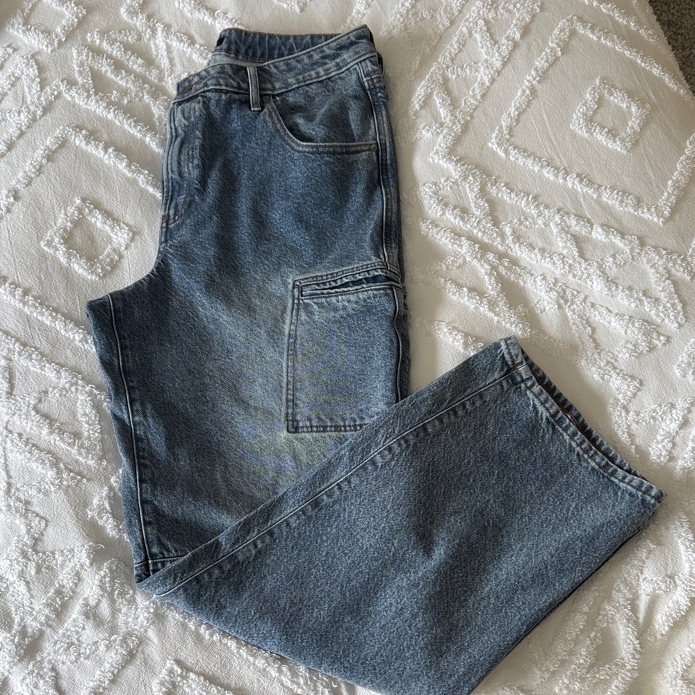 Express Women's Relaxed Cargo Blue Jeans